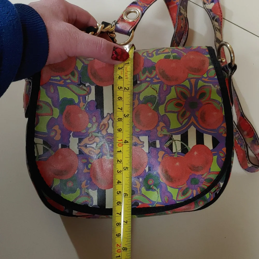 Betsey Johnson Cherries and Stripes  Crossbody Saddle Bag - Picture 12 of 17